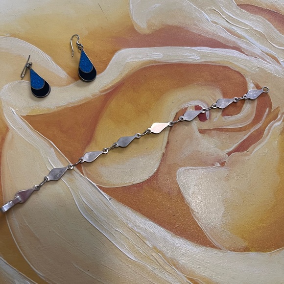 Mexican Alpaca bracelet & earrings silver jewelry set - Picture 5 of 5